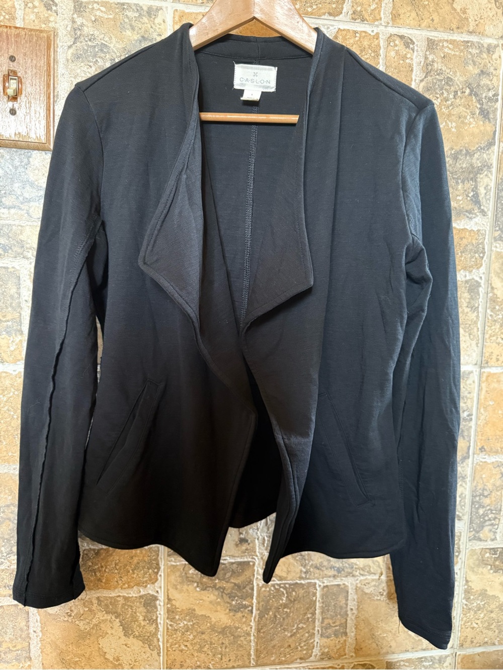 Caslon Black Draped Open Front Sweater Small